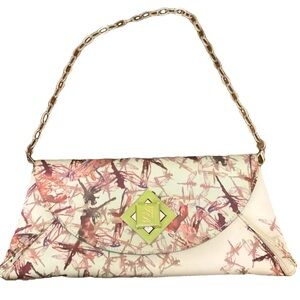 TED BAKER London Dragonfly Print Silk clutch bag.Multicolour.